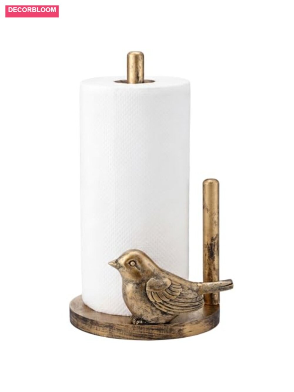 Vintage Bird Paper Towel Holder Resin Wood Farmhouse Kitchen Countertop Decor